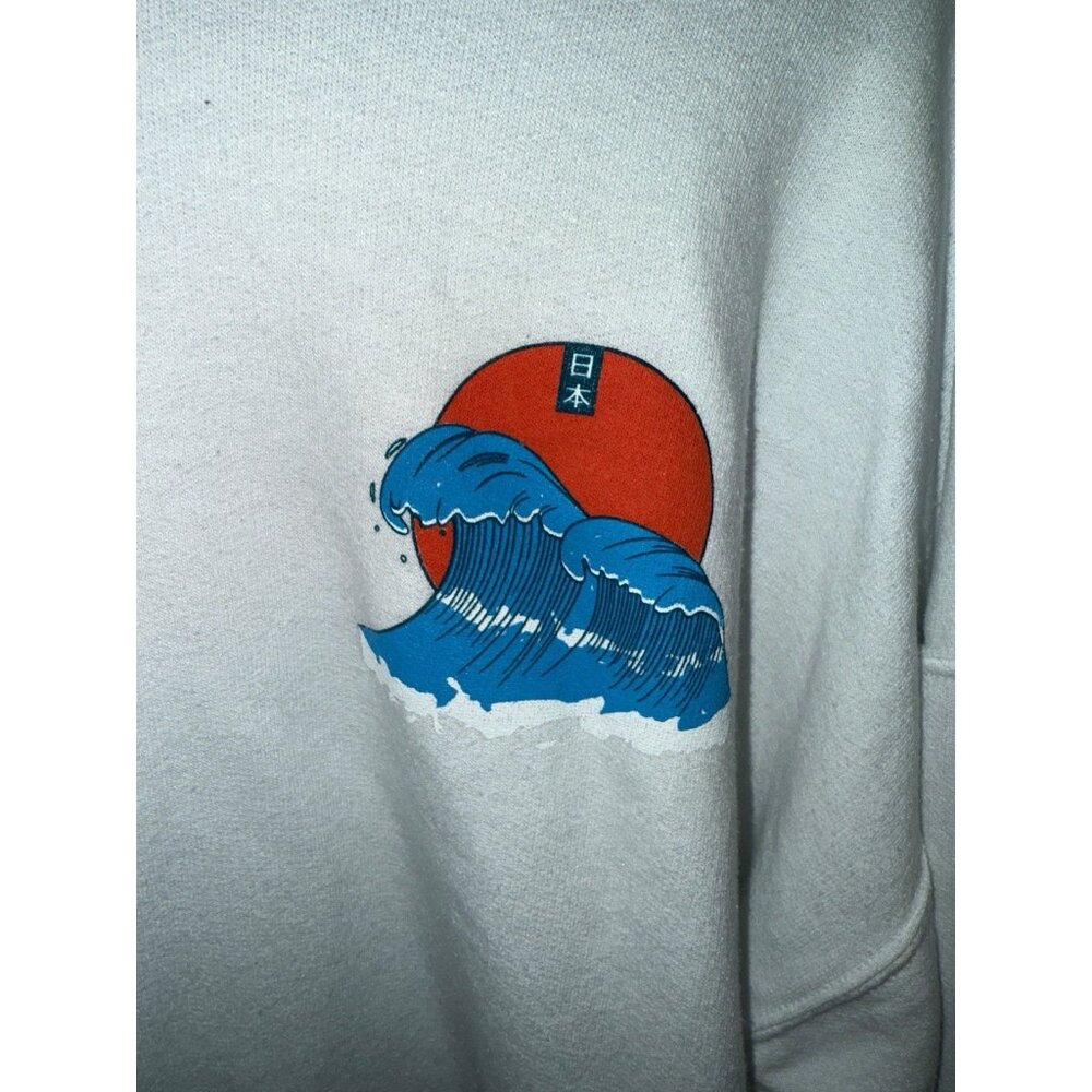 Men's Artist Union Tokyo Ocean Wave Graphic  Hoodie XL Pullover Kangaroo Pockets - Picture 6 of 8